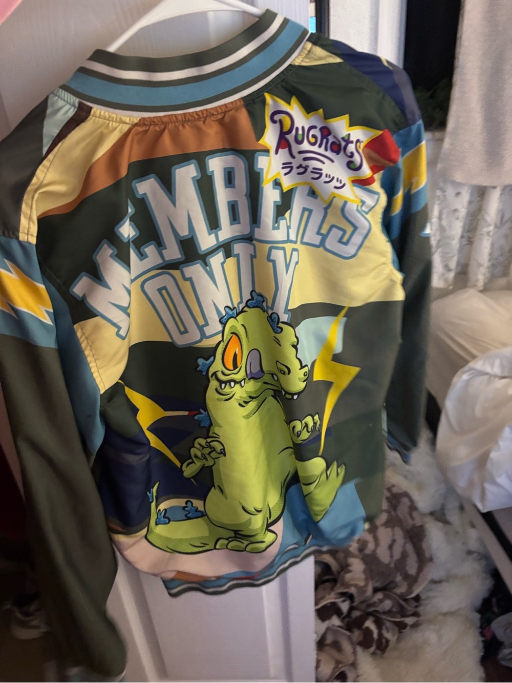 Rugrats Reptar 'Members Only'  Bomber Jacket - Green
